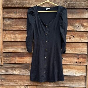 ASOS Black Dress with Gold Buttons faux button down